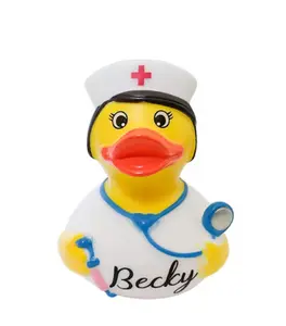 Personalized Name Nurse Yellow Themed Rubber Duck Ducks - CNA RN Medical Occupation - Large Individual - Custom Color Gifts Model