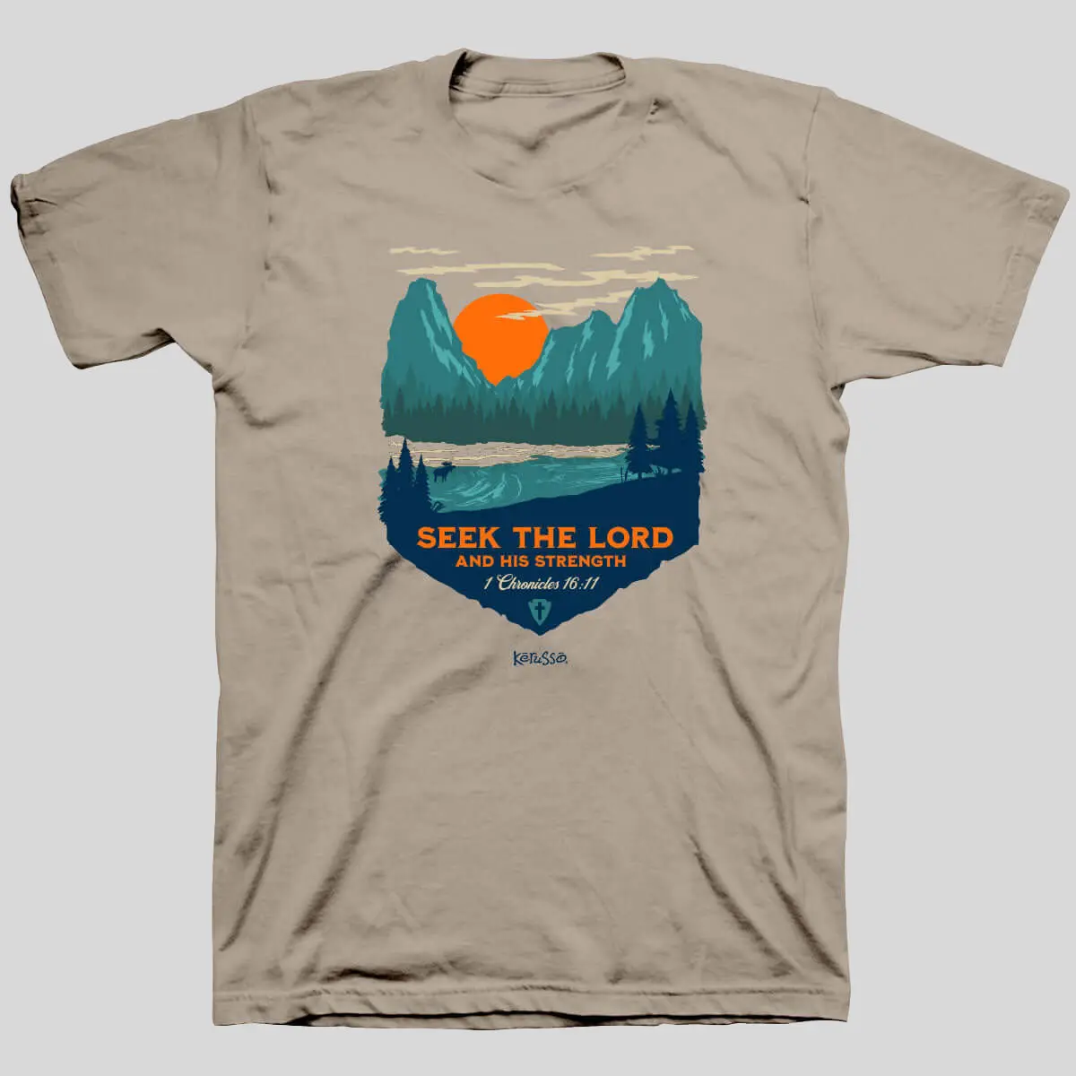 Men's 'Seek The Lord' Christian T-Shirt, 100% Cotton Biblical Quote Graphic, Classic Fit with Taped Neck and Double Stitching