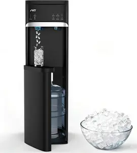 IKT Self Cleaning Bottom Load Water Cooler Dispenser with Nugget Ice Maker for 5 Gallon 33lbs Daily Capacity Black