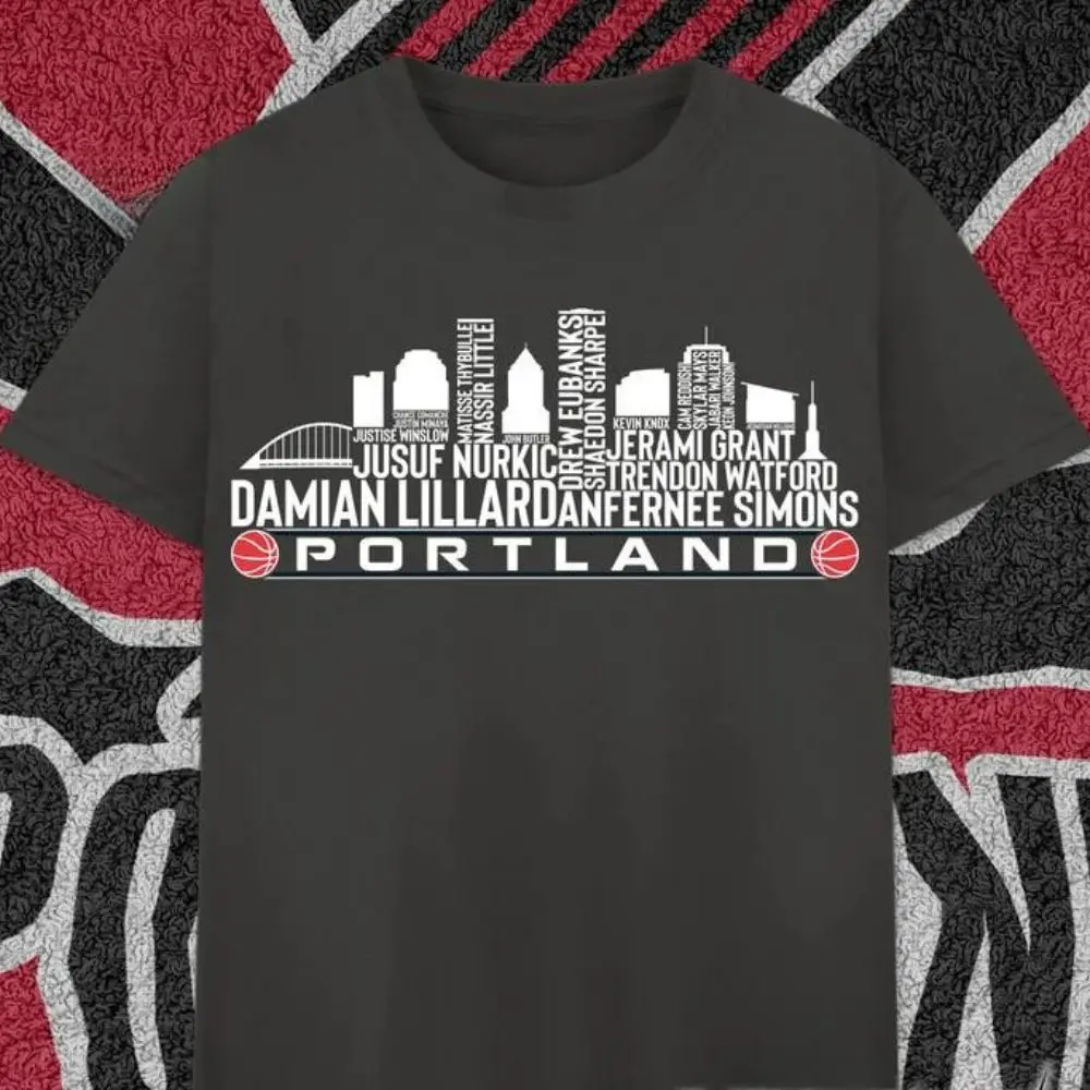 Portland Trail Blazers Basketball Team 2023 Player Roster Portland City Skyline t-shirt