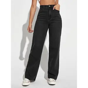 Women’s high-waisted straight-leg jeans, colorful and fashionable classic denim, breathable, comfortable, loose, all-season casual wear GARMENTARY