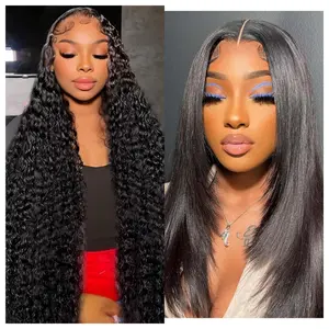 [Combo Sale 28"&22"]13x4 Deep Wave Lace Front Wigs Human Hair Body Wave Human Hair Wig for Women Natural Black HD Transparent Pre Plucked