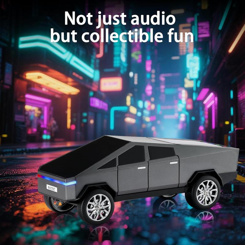 WS-580 Bluetooth Pickup Truck Speaker with Display Screen, HD Sound, TWS Pairing, FM Radio, Hands-Free Calling, LED Party Lights, Gray