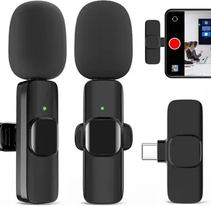 2 Pack Wireless Lavalier Microphone for iPhone & Android, Professional Lapel Mics, Plug-Play, USB C, 65ft Range, 5H Battery, Omnidirectional Sound, Noise Cancellation, Ideal for Video Recording, Interviews, TikTok  microphone Multi-Purpose Mini Rechargeab