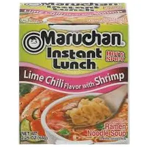 Maruchan Instant Lunch Lime Chili with Shrimp Flavor Ramen Noodle Soup 12 Pack 2.25 oz Spicy High Protein Meal Quick Easy Soup - Food