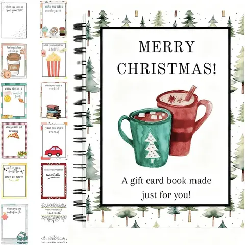【Black Friday】DIY Spiral-Bound Christmas Gift Card Album with Surprise Pages, Paper Keepsake Book for Students, Christmas or Graduation Gift