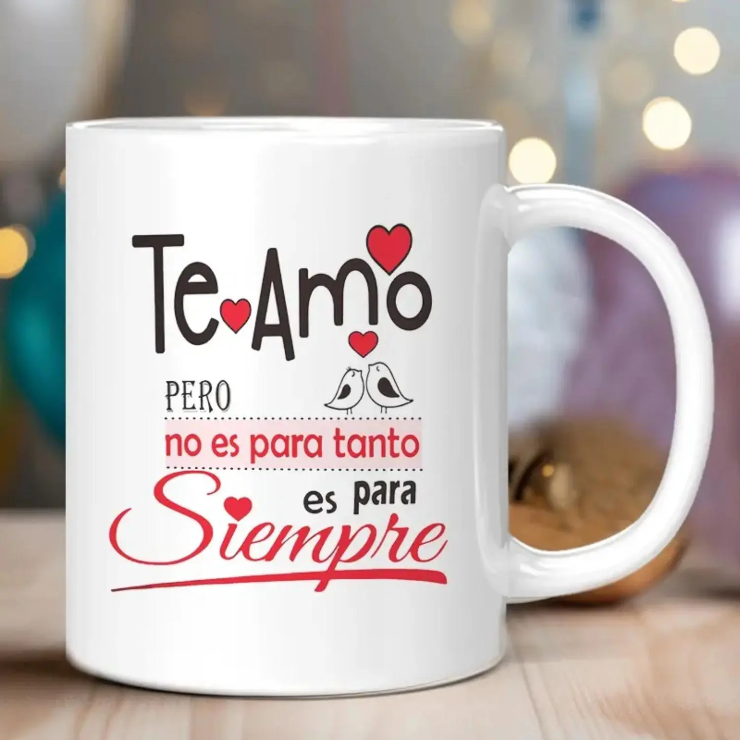 Classic Modern Ceramic Couple Breakfast Mug - Drinkware for Adults, Funny Gifts for Valentine's Day, Romantic Anniversary or Mother's Day Present, Spanish Love Coffee Tea Cup
