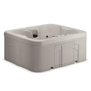 LifeSmart LS100 Sand 4 Person Plug and Play Square Hot Tub Spa with Black Cover
