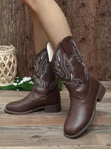 Samantha Women's Cowboy Boots, Stylish Western Footwear in Durable Leather, Trendy Comfort for Everyday Wear