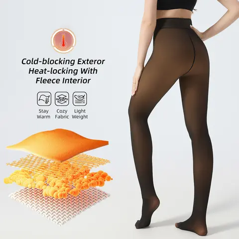 Minikit Leggings One-Lined Seams Front & Back Women's Thermal Winter Basic Tights Thick Semi-Transparent Casual Underwear Pantyhose Closed Foot for Warmth and Style Layering Womenswear Minimalist Outfit, Leggings For Women, Thermal Tights