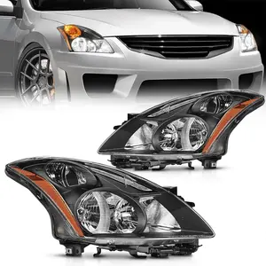 Nilight 2010 2011 2012 Nissan Altima 4Door Sedan Headlight Assembly Black Housing Amber Reflector Upgraded Clear Lens
