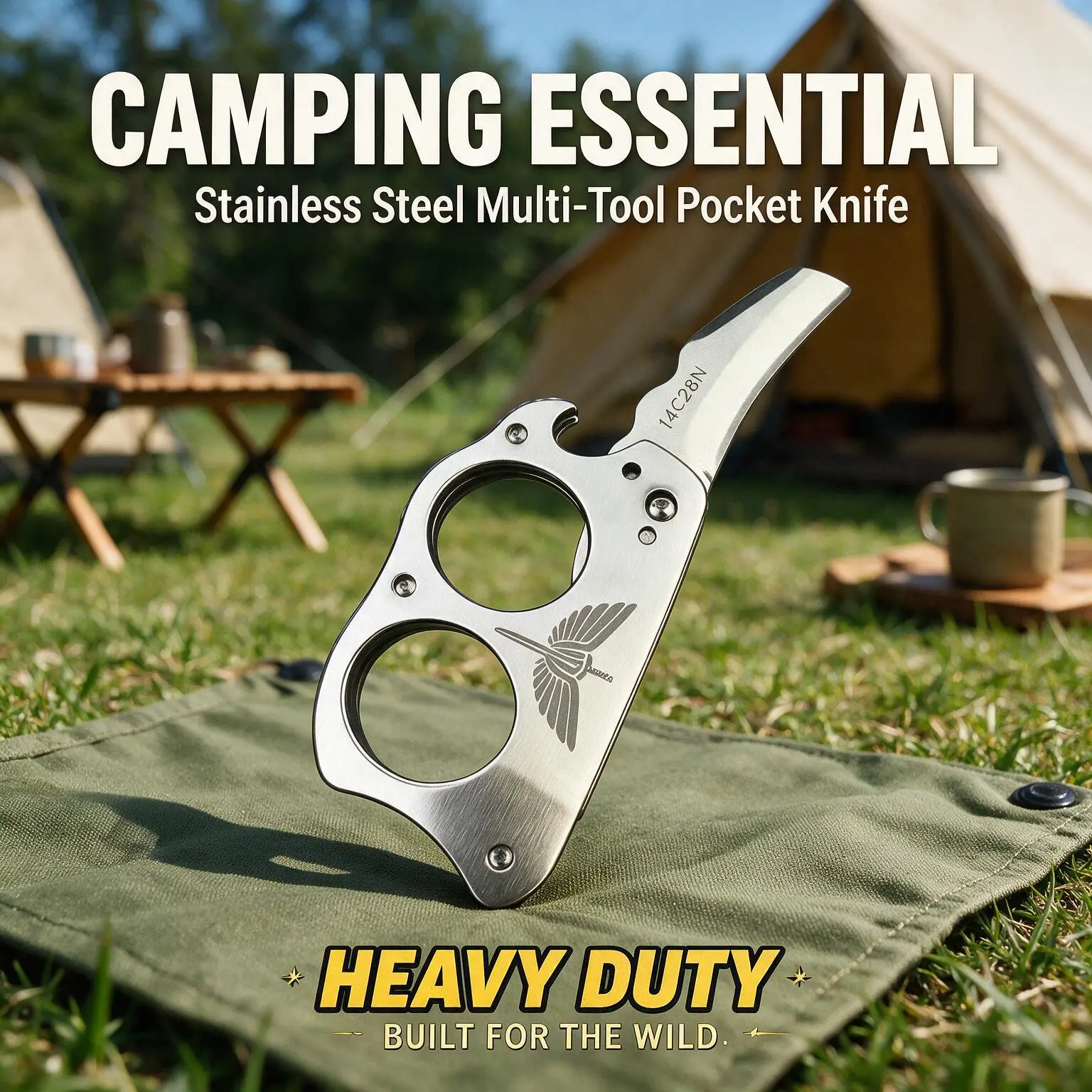 Bottle Opener Camping Survival EDC Tool Premium Stainless Steel