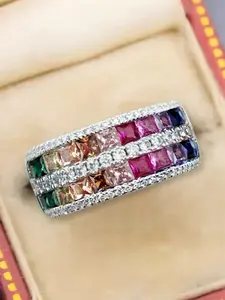 1 PC Luxury Cubic Zirconia Ring For Women For Wedding Engagement Party Jewelry Valentine's Day Gift Stackable Engagement Ring