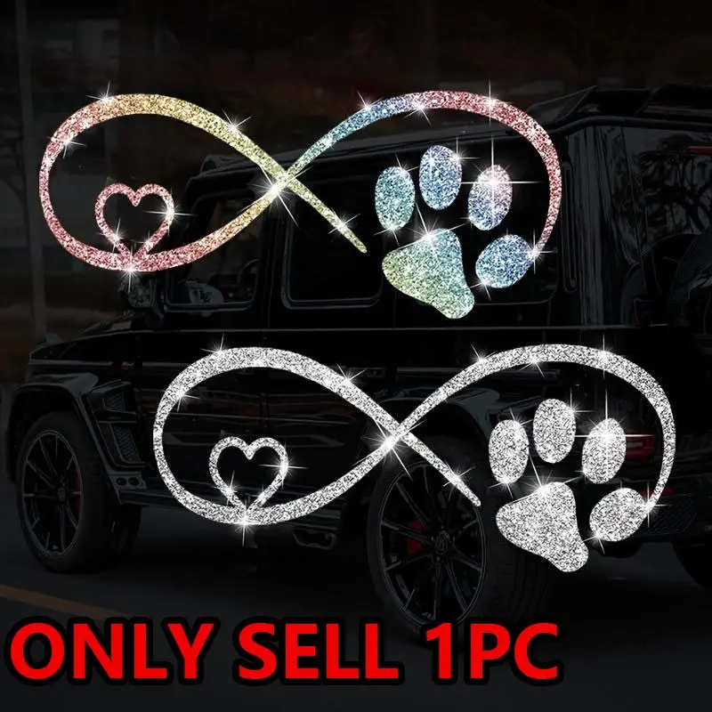 Rhinestone Decor Car Sticker, Cool Car Decoration, Car Paw & Heart-shaped Bow Sticker, Waterproof Self-adhesive Durable Sticker for Car Triangle Window Bumper Interior Motorbike, Sticker for Cars