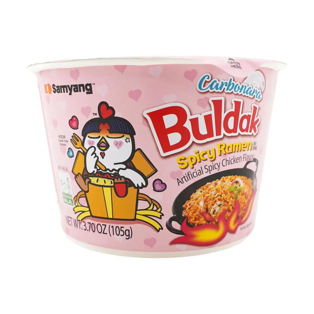Samyang Buldak Creamy Cheese Ramen Noodles - Pink Flavor, 105g Bowl - Spicy Korean Instant Noodles, Halal Certified
