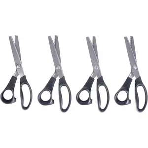 4-Piece 9-inch Pinking & Scalloped Shears Set, 3mm Small & 7mm Large Teeth Zig Zag Scissors for Sewing and Crafting