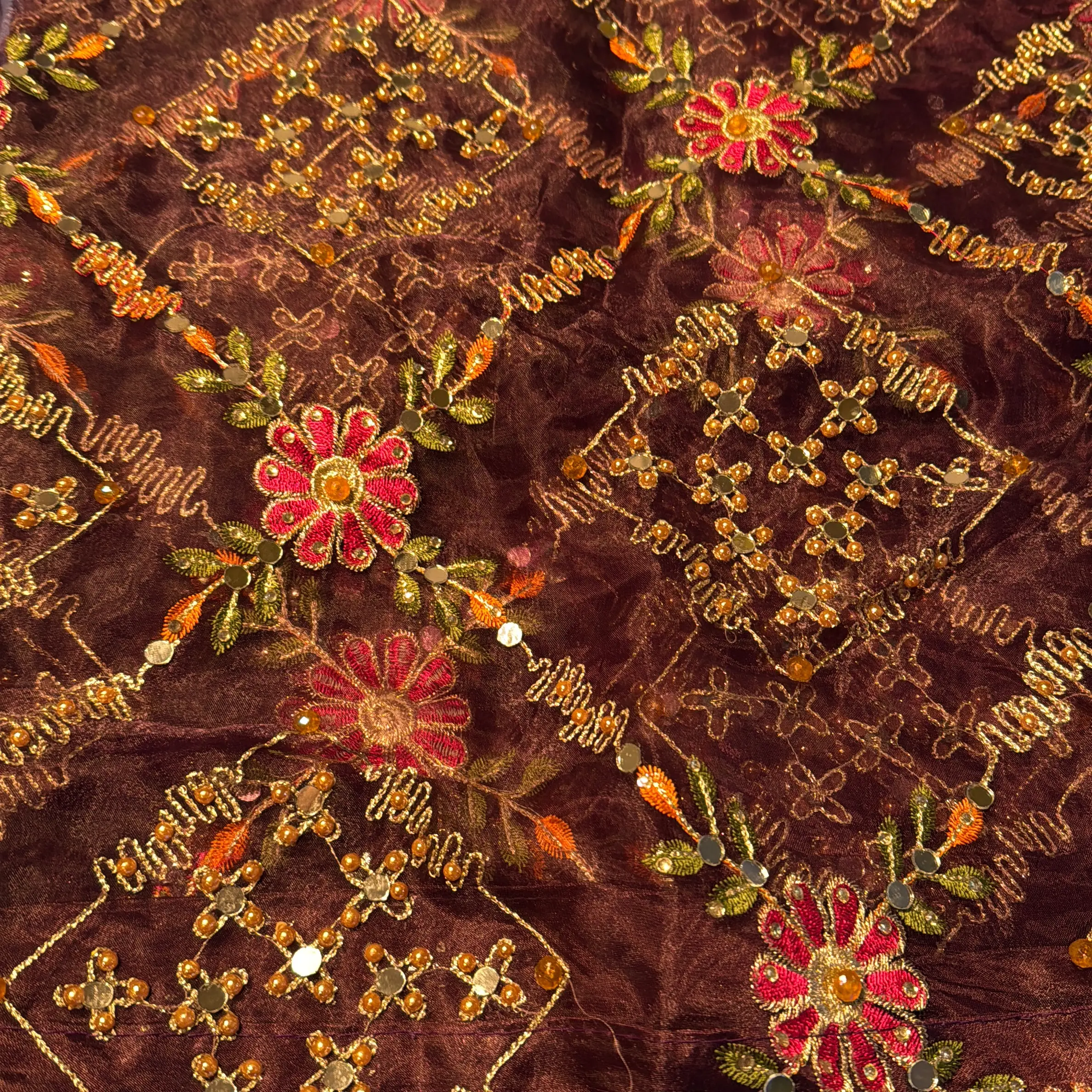 Festive Duppata Material Silk net With Stones & Mirrors