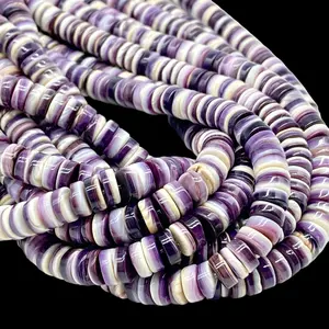 Premium-Grade Darkest-Purple Wampum Shell Beads From New England/New York (America's First Currency - Year 1637-1673) Native American Style - Smooth Heishi