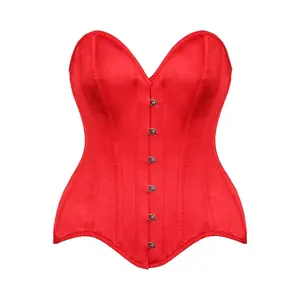 Top Drawer Red Satin Steel Boned Overbust Corset