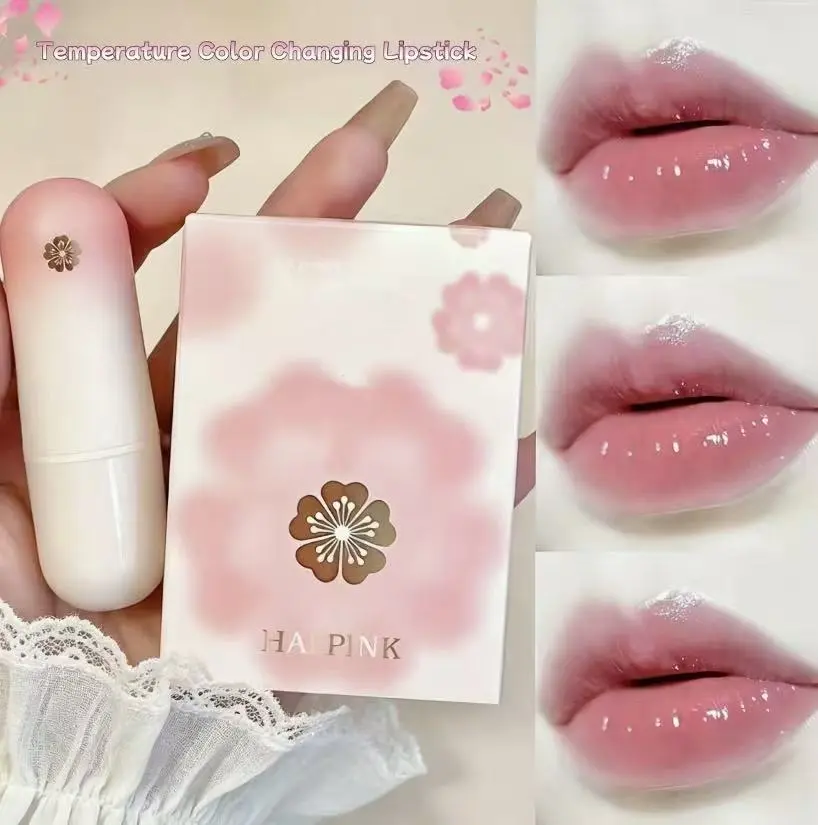 3 Pieces Transparent Petal Color Changing Lipstick Makeup Set Waterproof Long Lasting Moisturizing Lip Tint Temperature Changing Lip Glossy Cosmetic