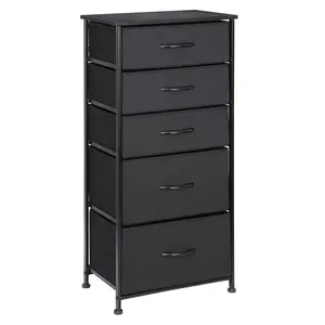 Zeny Lightweight Modern 5-Drawer Vertical Fabric Drawers Cabinet - Wall-Mount Home Organizer, Sideboard Storage Solution (Black), Drawer Cabinet