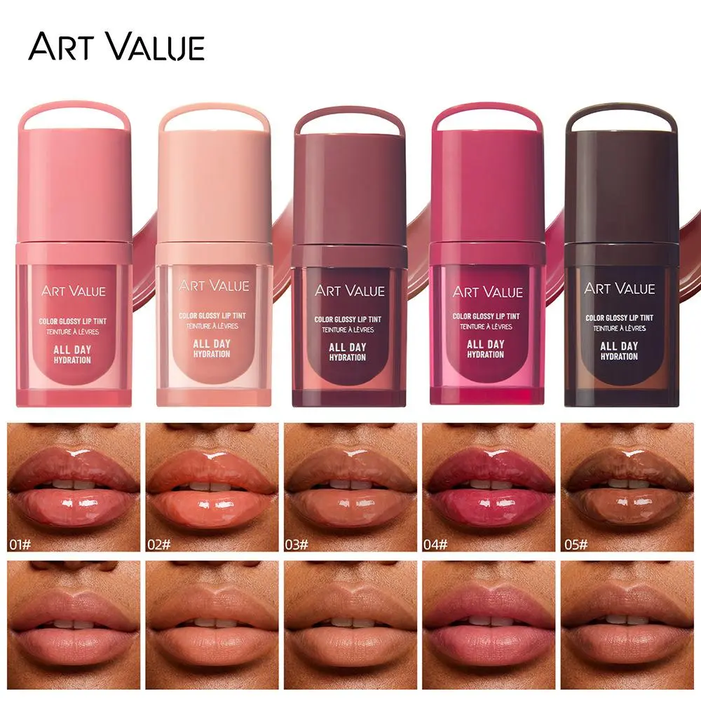 ART VALUE lip glaze, moisturizing and long-lasting color rendering, silky smooth water light, makeup translucent, non-stick cup lip glaze lip gloss
