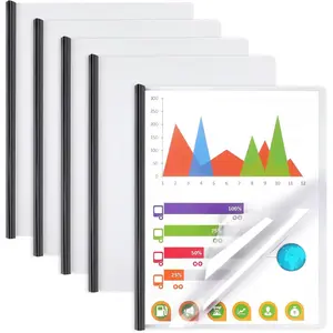 Clear Report Covers with Sliding Bar for A4 and Letter Size Paper, 70 Sheet Capacity File Document Binder Presentation Folders for School Business Resume