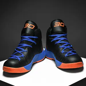 Unisex Basketball Shoes! Black & Blue/Orange Colorblock, Comfortable Cushioning, Perfect for Sports & Casual Wear, Stylish & Functional