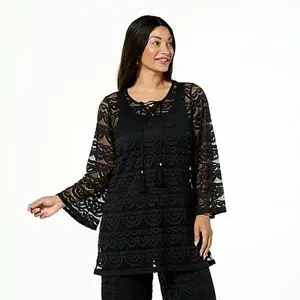 Colleen Lopez Woven Lace V-Neck Tunic