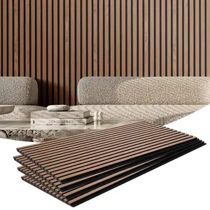 fathersdaygift  VEVOR Wood Slat Acoustic Panels, 23.6x 47.2 inch, MDF Accent Wooden Wall Panels for Modern Interior Wall, Faux Wood Wall Board Panels for Stylish Decor and Noise Reduction, Walnut