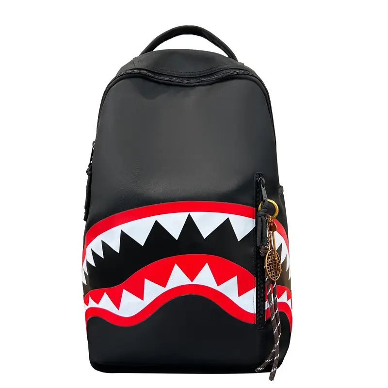 Fashionable Shark Pattern Backpack, Casual Large Capacity Backpack for Men, Business Style Travel Backpack for Daily Use, Casual Daypack 41X30X16cm