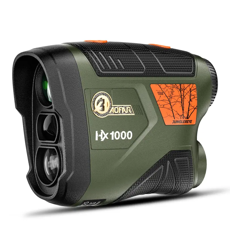AOFAR HX1000C Rechargeable Laser Range Finder for Hunting/Golf, 1000-Yard Archery Device with Angle, Horizontal Distance, Waterproof, Range & Bow Modes, 650mAh Battery, Fast Press-Hold Read, Lightweight Carry, 110x75x45mm Charging Model