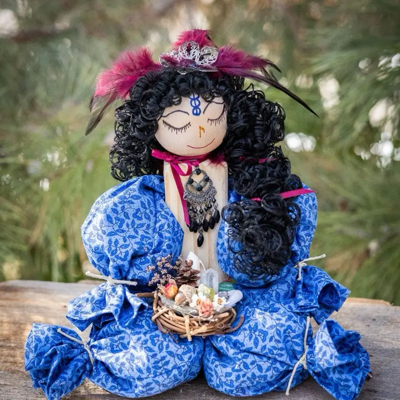 Aromatherapy Healing Herb Doll with herbs, oils stones, feathers, and colors created because we all need some form of physical and mental healing.  Health in spirit and in mind.