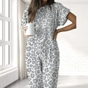Leopard Pajama Set – Premium Satin Sleepwear for Women – Animal Print Loungewear, Soft Satin Comfort, Relaxed Fit, Cute Outfits