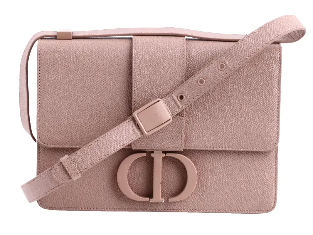 Pre-owned Dior Leather Shoulder Bags CHRISTIAN Ultra Matte Grained Blush Calfskin 30 Montaigne Flap Shoulder Bag