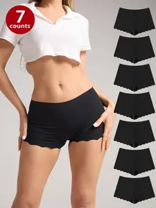 Women's Heart & Leopard Print Boyshorts, Soft Comfy Breathable Seamless Panties Set for Daily Wear, Underwear for All Seasons