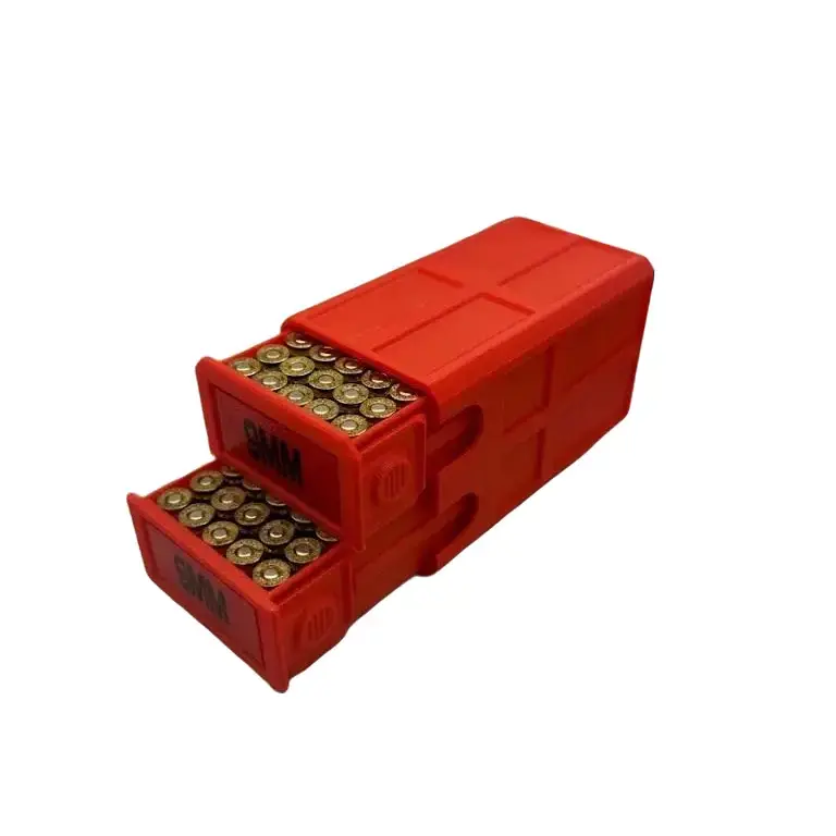 9mm Stackable Sliding Tray Ammo Container 100 Rounds Compact Dual Locking Mechanism EDC Range Day 3D Printed Secure Closure