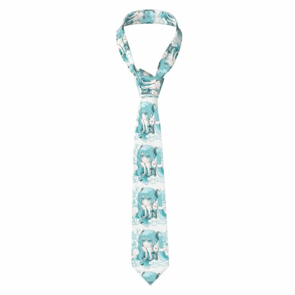 Hatsune Miku Vocaloid 8 cm Narrow Fabric Tie, Casual Everyday Men's Accessories, Anime Cosplay Props for Men Women Shirt Gravatas
