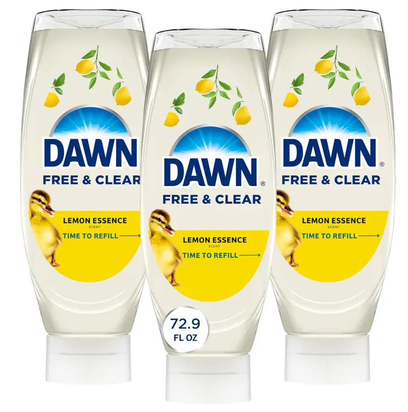 Dawn Free & Clear EZ-Squeeze Dish Soap Liquid, Dishwashing Liquid, Grease Removal, Lemon, 24.3 Fl Oz (Pack of 3)