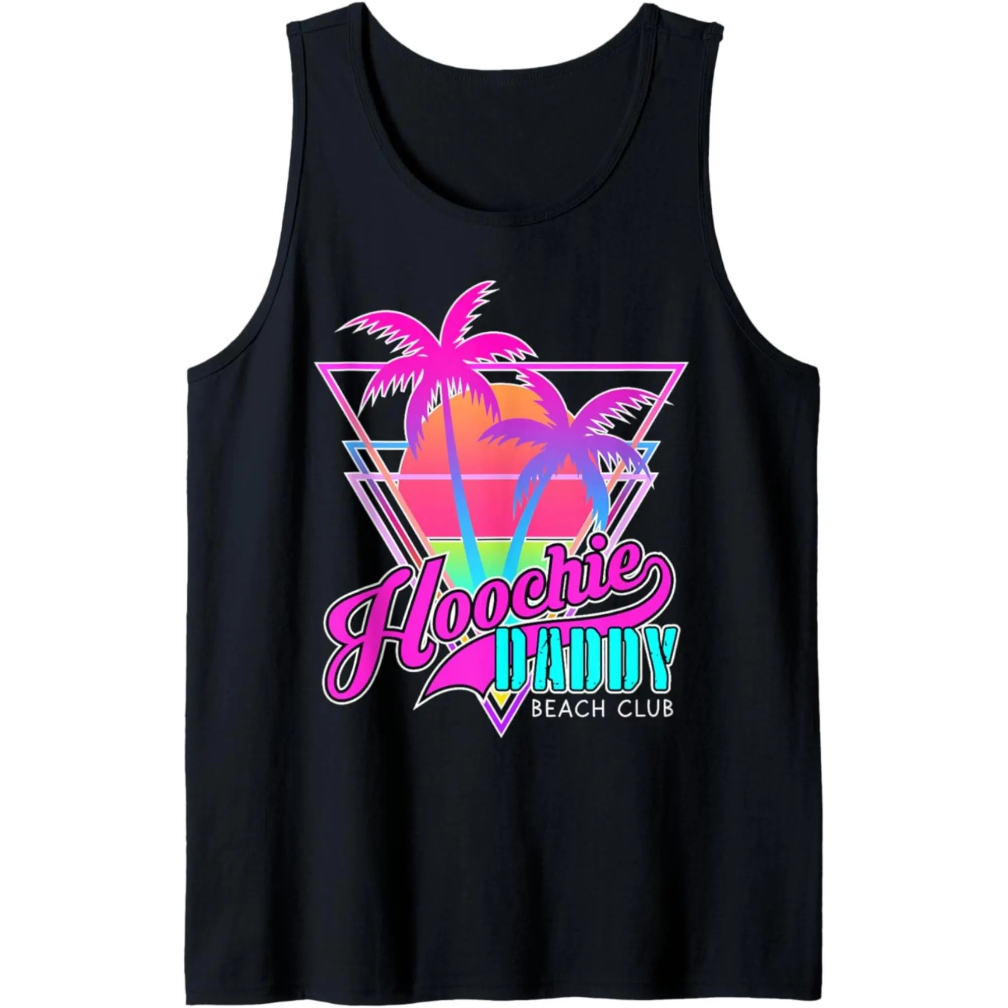 Men's 100% Cotton Athletic Tank Top - Retro 'Hoochie Daddy' Tropical Funky Graphic Print Adds Attitude, Sleeveless Cut for Free Arms, Retro Gym Energy, Smooth Menswear Undershirt for Workout