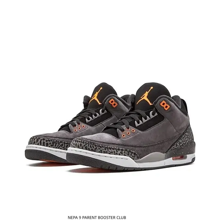 Mid Top Retro Basketball Sneakers Dark Grey Suede Upper Grey Elephant Print Panels Orange Accents Air Cushion Casual Street Sneakers For Men Women