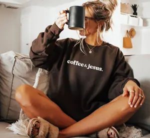 Coffee and Jesus Sweatshirt Christian Graphic Tee Faith and Caffeine Shirt Bible Verse Inspired Crewneck Religious Christmas Gift For Mom