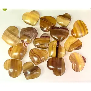 Wholesale Lot 2 lbs Natural Yellow Fluorite Crystal Heart Healing Energy
