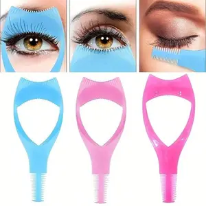 3pcs Reusable Mascara Applicator Tool for Beginners, Helps Apply Mascara and Eyeliner Perfectly, Creates Natural Non-Caking Eyelashes, with Eyelash Separator, in Rose Red, Pink & Blue girl