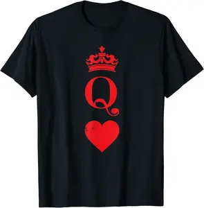 Queen Of Hearts Card Costume Halloween Vintage Poker Cards T-Shirt - Elaynavi Shop T2CB08JD9GVB6
