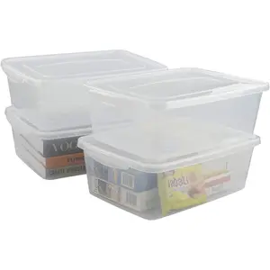 4 Pack Clear Storage Bin 14 Quart Latch Containers Boxes with Lid Clear