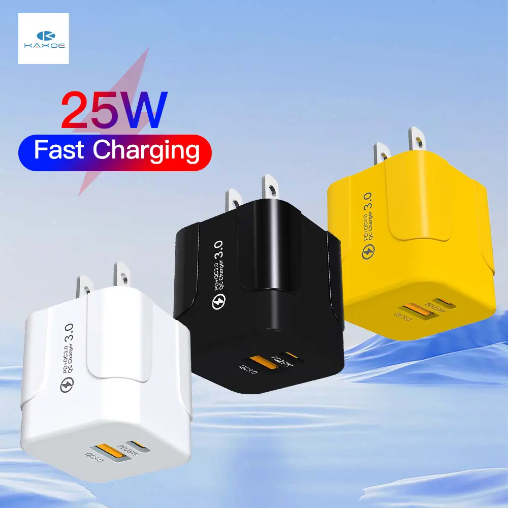 KAXOE 25W USB + USB C  Fast Charging Phone Charger Adapter USB C Phone Charger PD Type-C Charger USB Wall Phone Charger for iPhone 11 12 13 14 15 16 17 Pro Max for Samsung Phone