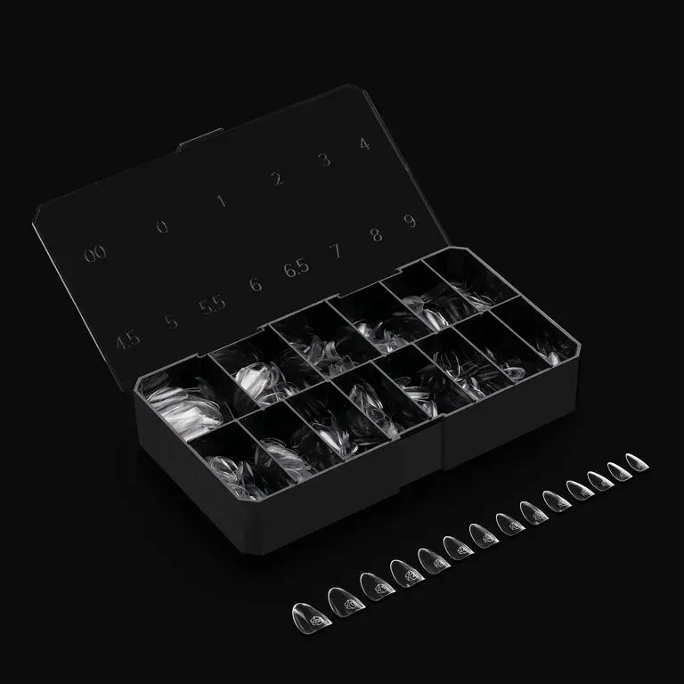 Apres Nail Gel-X Natural Almond Box of Tips, 600 Gel-X Tips, 14 Sizes 00-9, Half-Sizes Included, Premium Quality