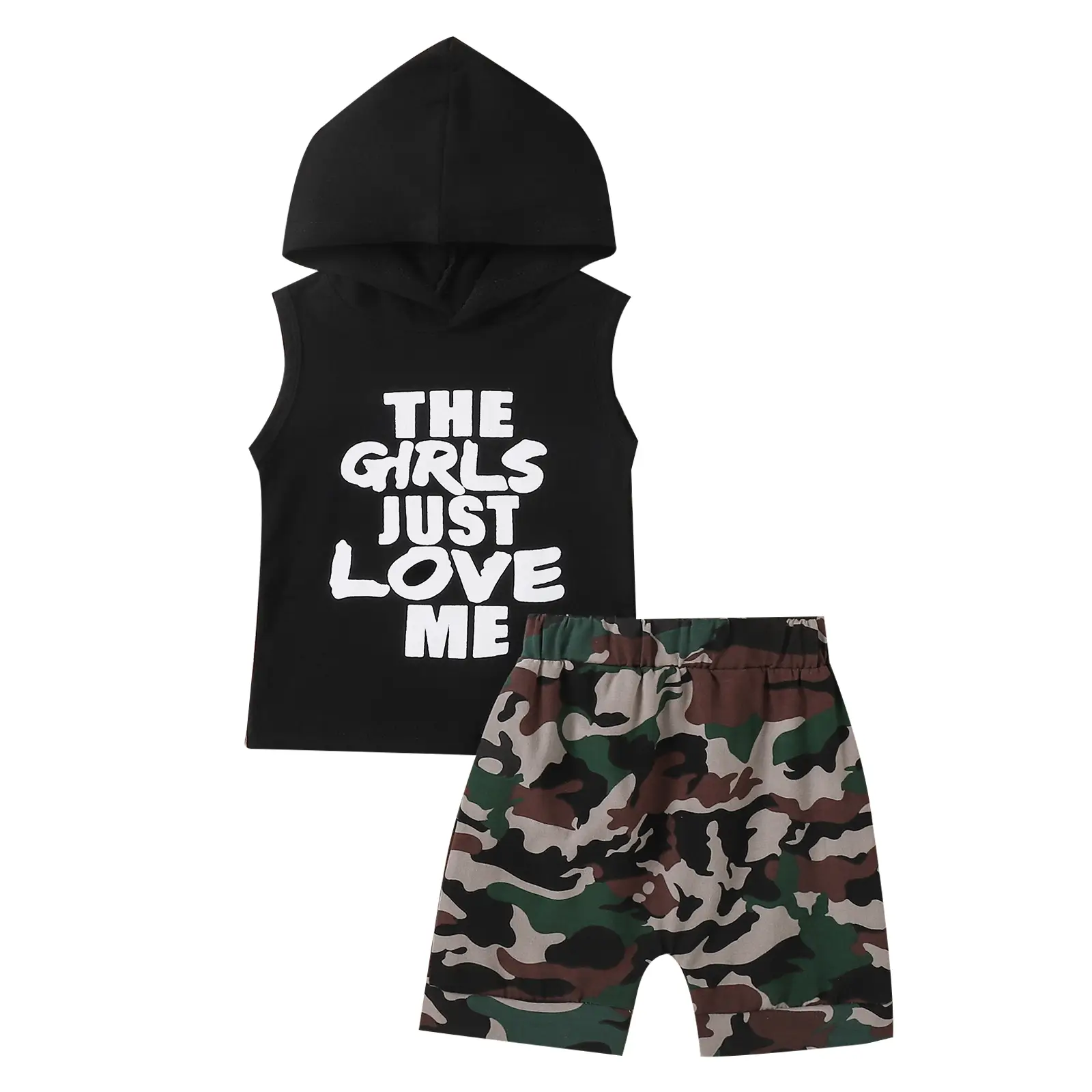 LAGKIYOJ Kids Toddler Baby Boy’s Summer Clothes Outfits Vest Hooded Sleeveless Tops and Camouflage Short Pants 2Piece Set 6 9 12 18 24Months 2t 3t 4t