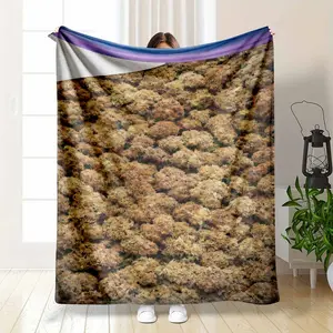 Dank Weed Theme Flannel Fleece Throw Blanket Green Leaf Plant Art HD Print Ultra Soft Non Shedding Warm Cozy Lightweight Sofa Couch Bedroom Home Decor Unique Funny Gift